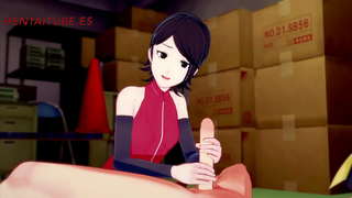 Boruto Hentai -- Sarada Jerkoff, sucks, titjoob and is Fucked by Boruto